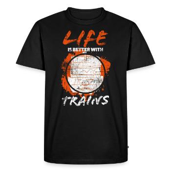 Chemin de fer - T-shirt Premium bio Homme - noir - Devant - Nico (187cm)