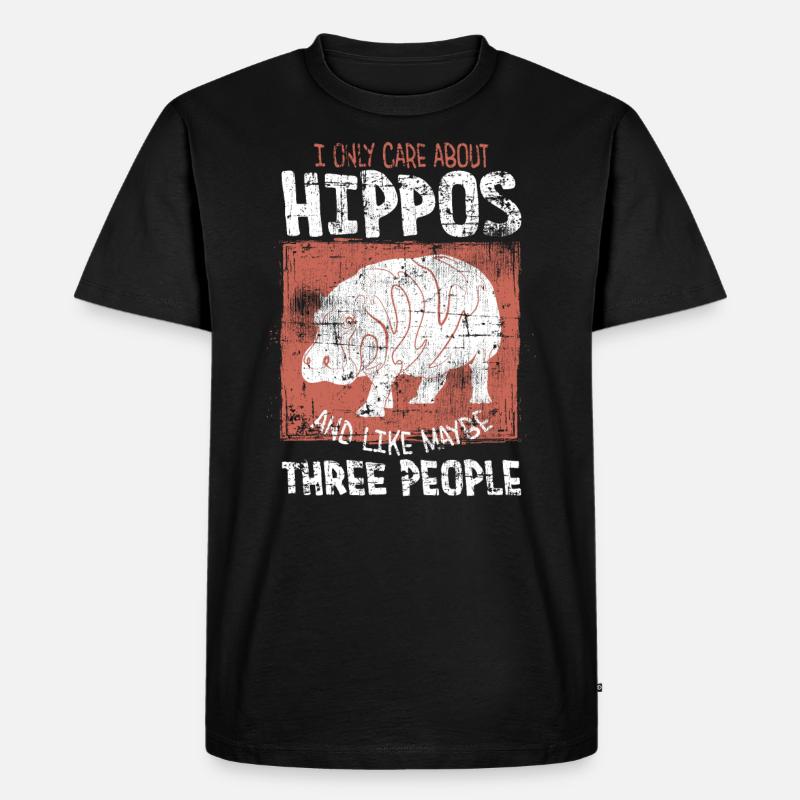 Nilpferd - Männer Premium Bio T-Shirt - Schwarz