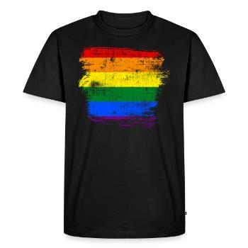Drapeau arc-en-ciel LGBT - T-shirt Premium bio Homme - noir - Devant - Nico (187cm)