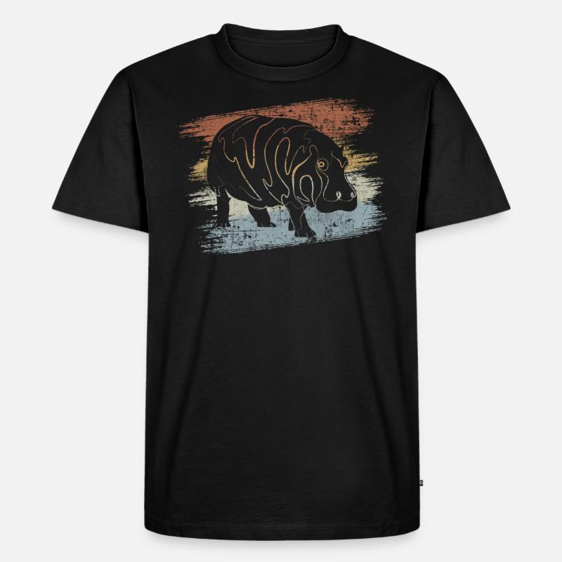 Nilpferd - Männer Premium Bio T-Shirt - Schwarz