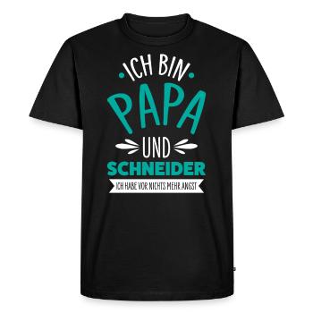 Tailleur Papa - T-shirt Premium bio Homme - noir - Devant - Nico (187cm)