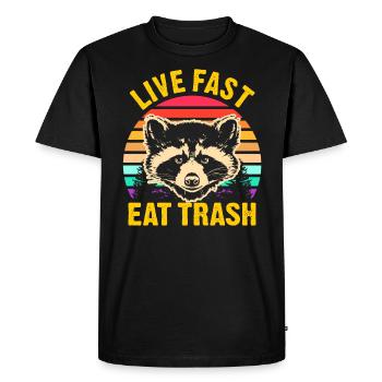 Raton laveur - Vivre presque manger des ordures - T-shirt Premium bio Homme - noir - Devant - Nico (187cm)