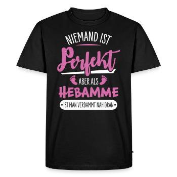 Sage-femme - T-shirt Premium bio Homme - noir - Devant - Nico (187cm)