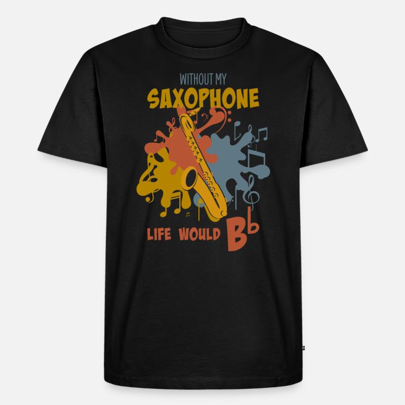 Saxofon - Männer Premium Bio T-Shirt - Schwarz