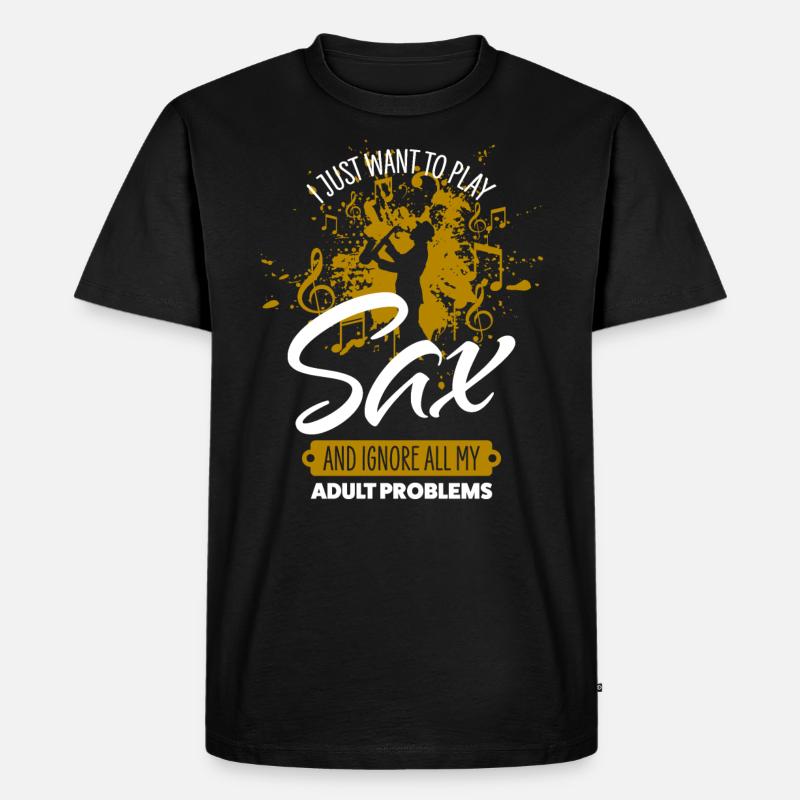 Saxofon - Männer Premium Bio T-Shirt - Schwarz