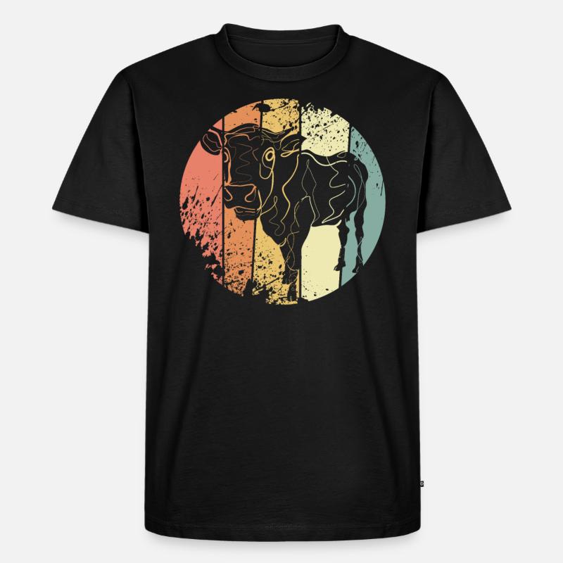 Kuh retro Bauer - Männer Premium Bio T-Shirt - Schwarz
