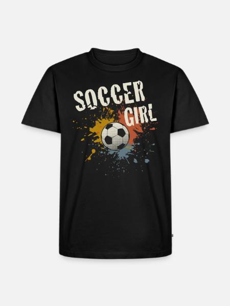 Fußball Mädchen - Männer Premium Bio T-Shirt - Schwarz