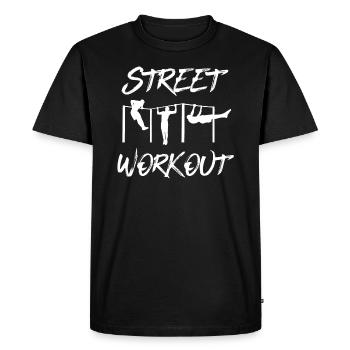 Street Workout Logo Parc de Fitness Calisthenics - T-shirt Premium bio Homme - noir - Devant - Nico (187cm)