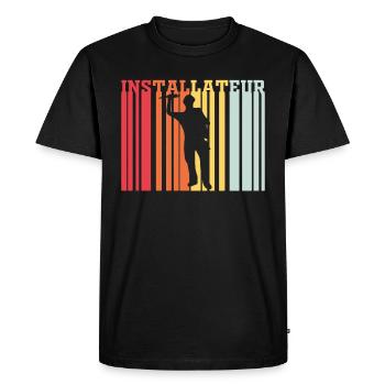 Installateur Retro - T-shirt Premium bio Homme - noir - Devant - Nico (187cm)