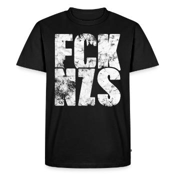 Fuck Nazis - FCK NZS - Men's Premium Organic T-Shirt - black - Front - Nico (187cm)