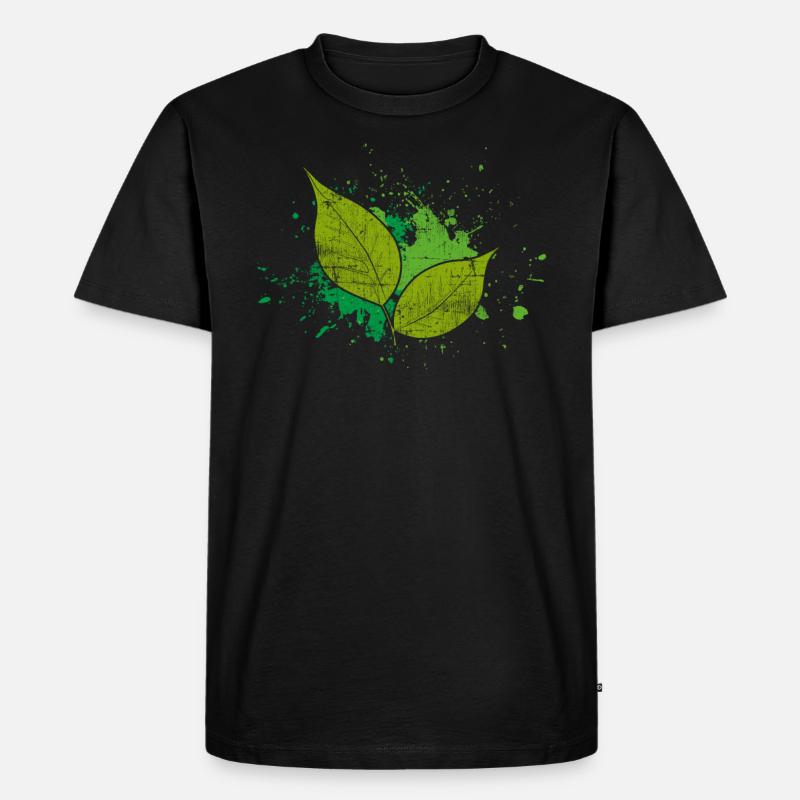 Blatt Natur - Männer Premium Bio T-Shirt - Schwarz