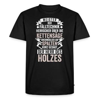Drôles de bûcherons Proverbes - T-shirt Premium bio Homme - noir - Devant - Nico (187cm)