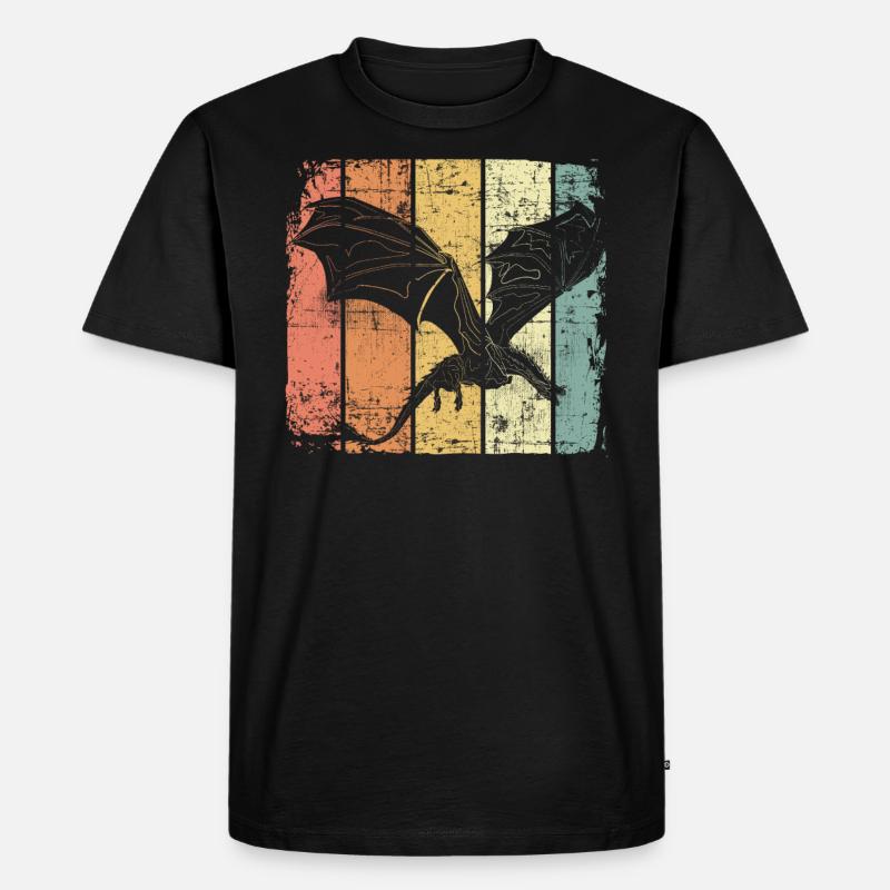 Drache retro - Männer Premium Bio T-Shirt - Schwarz