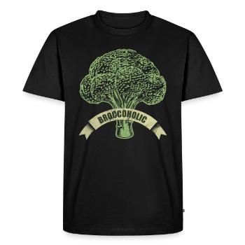 Vegan - broccoli vegetables - Men's Premium Organic T-Shirt - black - Front - Nico (187cm)