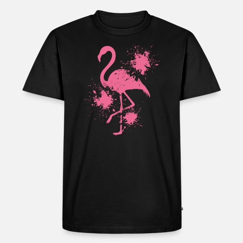 Flamingo - Männer Premium Bio T-Shirt - Schwarz