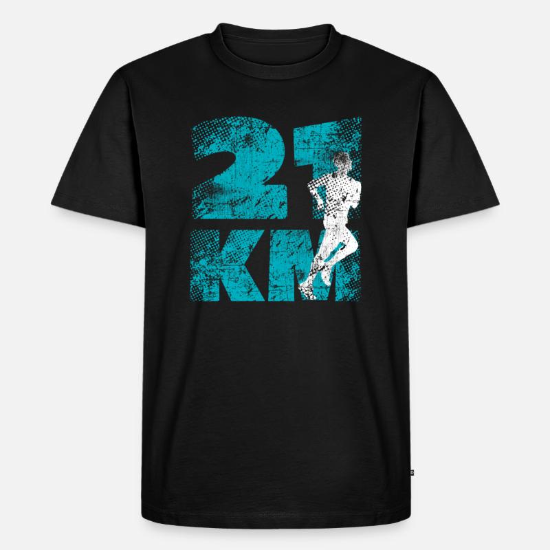Halbmarathon - Männer Premium Bio T-Shirt - Schwarz