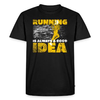 To run - Men's Premium Organic T-Shirt - black - Front - Nico (187cm)