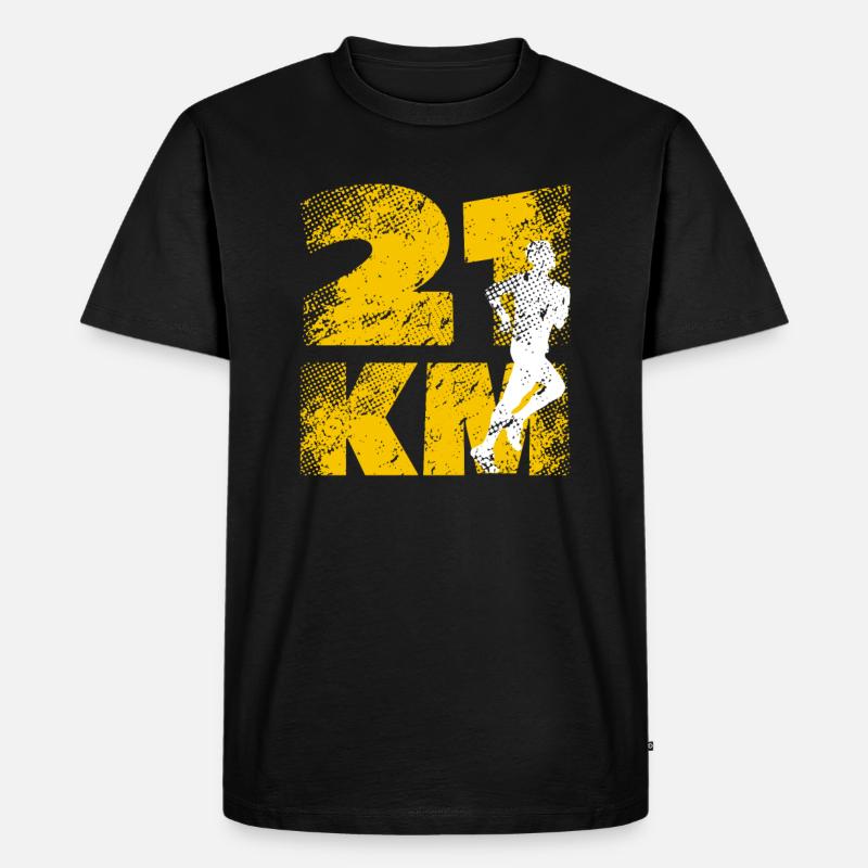 Halbmarathon - Männer Premium Bio T-Shirt - Schwarz