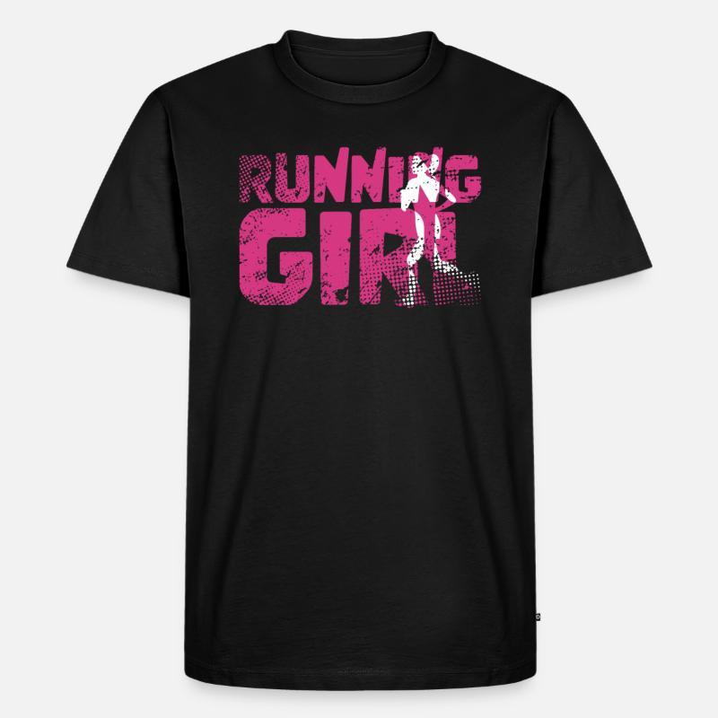 Läuferin Laufen Mädchen - Männer Premium Bio T-Shirt - Schwarz