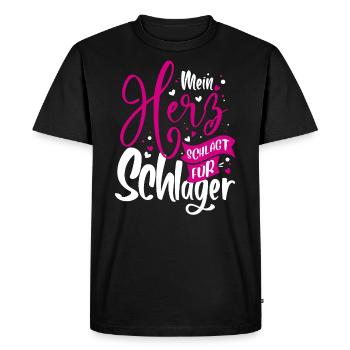 My heart beats for hits - Schlager music - Men's Premium Organic T-Shirt - black - Front - Nico (187cm)