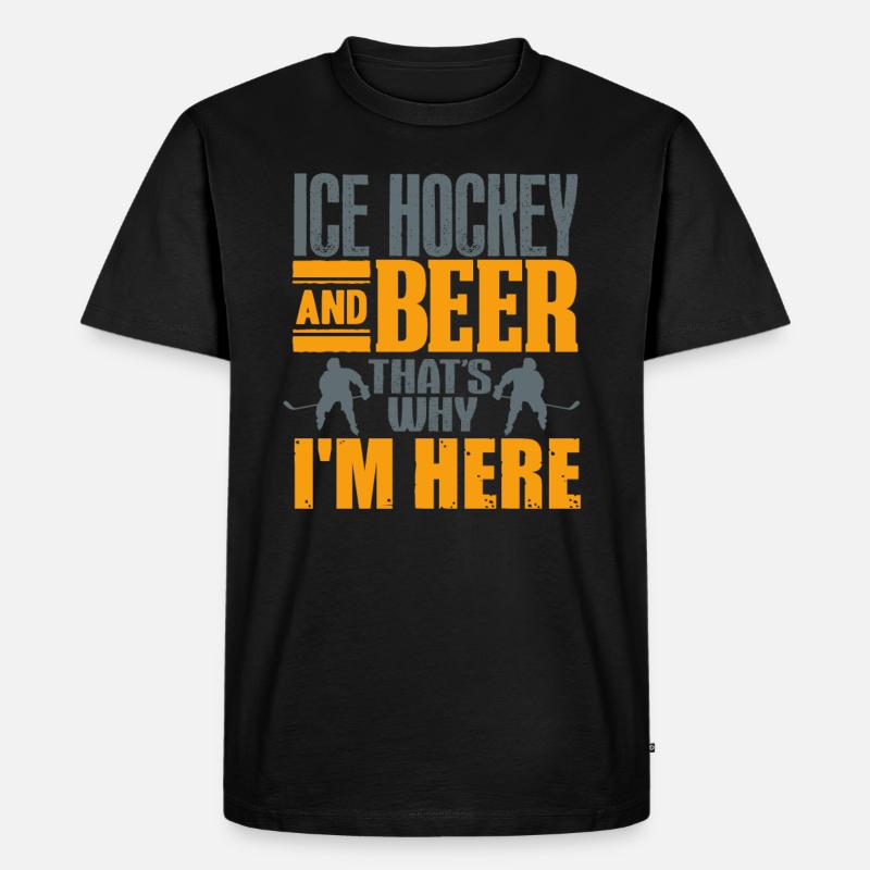 Eishockey und Bier - Männer Premium Bio T-Shirt - Schwarz