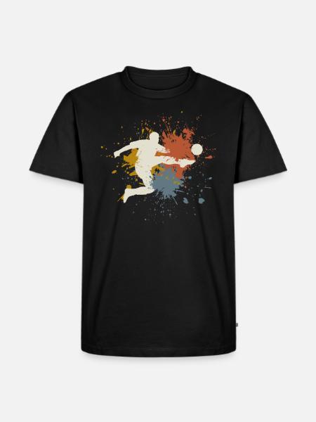 Retro Fußball - Männer Premium Bio T-Shirt - Schwarz