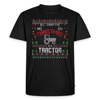 Tracteur de Noël Noël moche - T-shirt Premium bio Homme - noir - Devant - Nico (187cm)