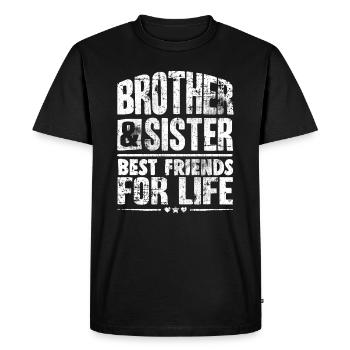 Frère et soeur Meilleurs amis pour la vie - T-shirt Premium bio Homme - noir - Devant - Nico (187cm)