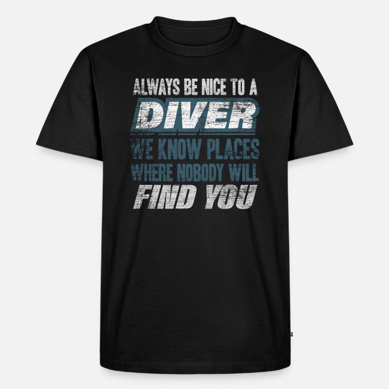 Taucher - Männer Premium Bio T-Shirt - Schwarz