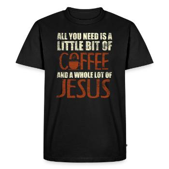 Jesus and coffee - Men's Premium Organic T-Shirt - black - Front - Nico (187cm)