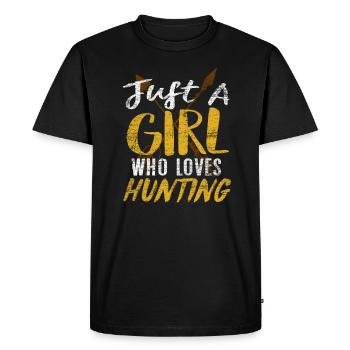 Chasseresse chasseuse - T-shirt Premium bio Homme - noir - Devant - Nico (187cm)