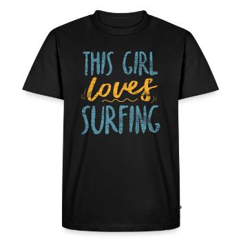 Fille de surfeur Surfergirl - T-shirt Premium bio Homme - noir - Devant - Nico (187cm)