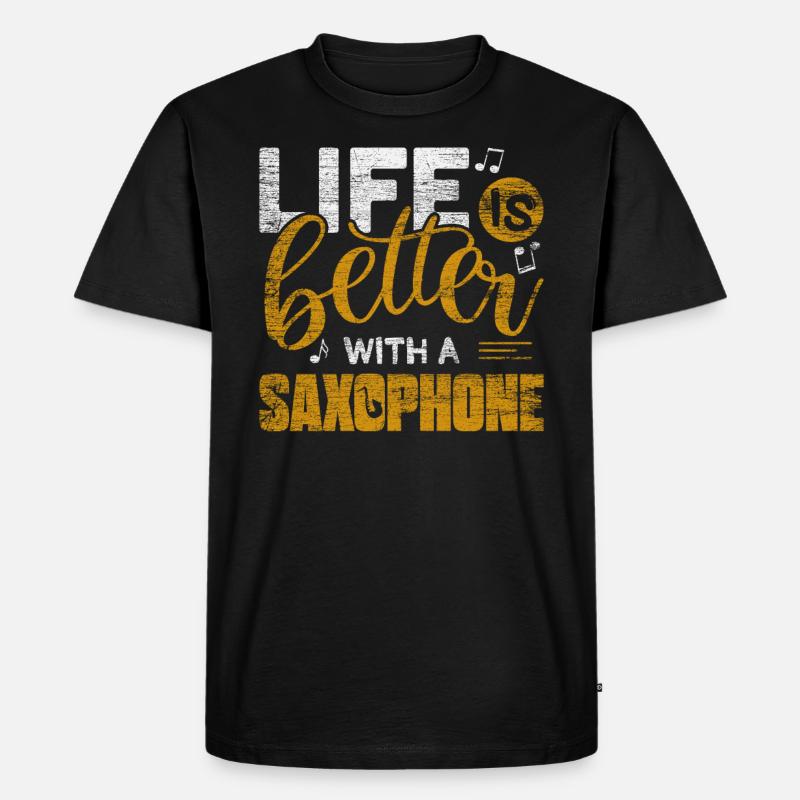 Saxophon - Männer Premium Bio T-Shirt - Schwarz