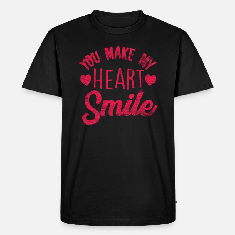 Herz - Männer Premium Bio T-Shirt - Schwarz