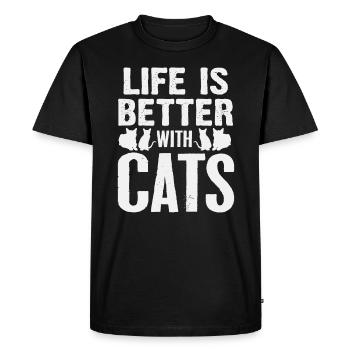 Chat - T-shirt Premium bio Homme - noir - Devant - Nico (187cm)