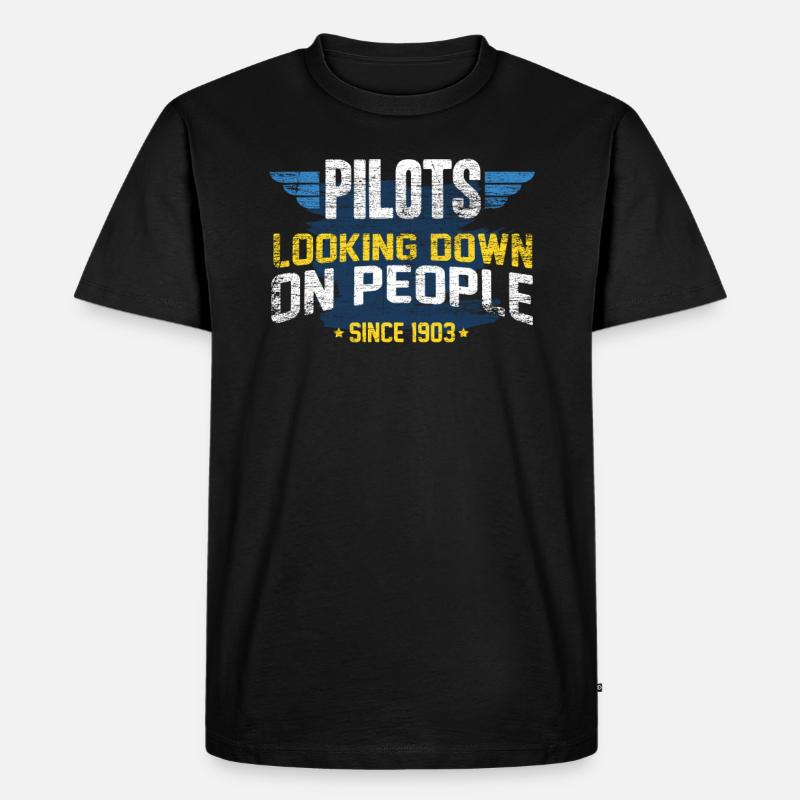 Pilot - Männer Premium Bio T-Shirt - Schwarz