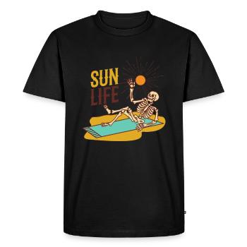 Sun Life Sun Life Life Skeleton on a Beach Towel - Men's Premium Organic T-Shirt - black - Front - Nico (187cm)