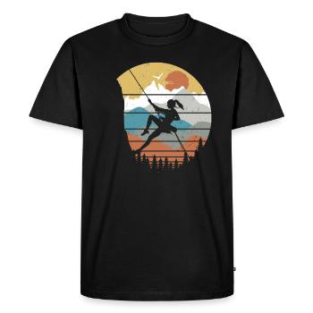 Vintage Climber Mountain Climbing Boulderer Rock - Men's Premium Organic T-Shirt - black - Front - Nico (187cm)