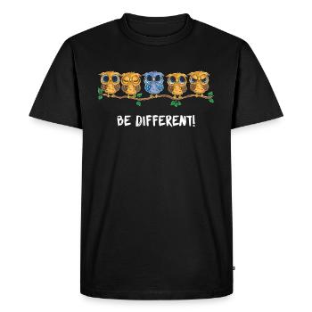 Soyez différent - Hibou disant Hibou Vogel - Hibou mignon - T-shirt Premium bio Homme - noir - Devant - Nico (187cm)