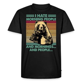 je n'aime pas que les gens du matin portent du café - T-shirt Premium bio Homme - noir - Devant - Nico (187cm)