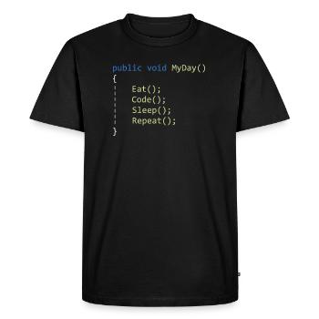 C # Eat Code Sleep Repeat - Programmer - Men's Premium Organic T-Shirt - black - Front - Nico (187cm)