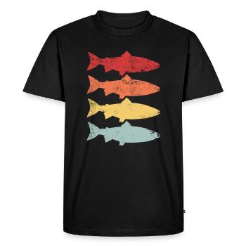 Rainbow Trout Fishing Retro Vintage Fish Gift - T-shirt Premium bio Homme - noir - Devant - Nico (187cm)