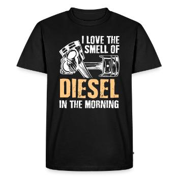 J'adore l'odeur du diesel le matin - T-shirt Premium bio Homme - noir - Devant - Nico (187cm)