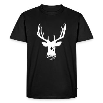 Cerf chasse en plein air montagne - T-shirt Premium bio Homme - noir - Devant - Nico (187cm)