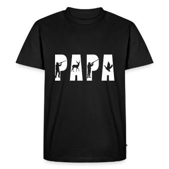 Papa chasse le cerf et le canard, cadeau de fête des pères - T-shirt Premium bio Homme - noir - Devant - Nico (187cm)