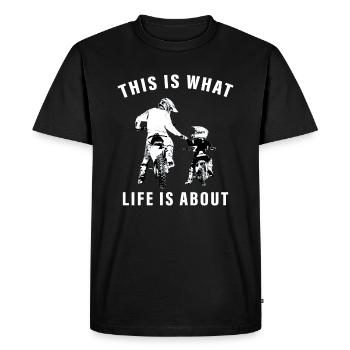 Papa Motocross Motorcycle FMX Biker Papa with children - Men's Premium Organic T-Shirt - black - Front - Nico (187cm)