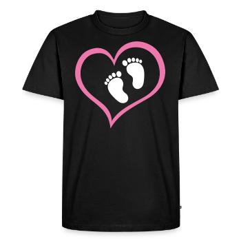 Empreinte de bébé fille avec cœur - T-shirt Premium bio Homme - noir - Devant - Nico (187cm)