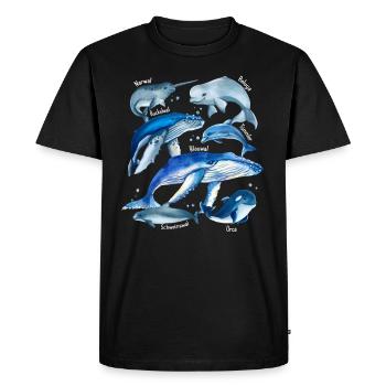 Whale species Various whales Blue whale orca narwhal Bel - Men's Premium Organic T-Shirt - black - Front - Nico (187cm)