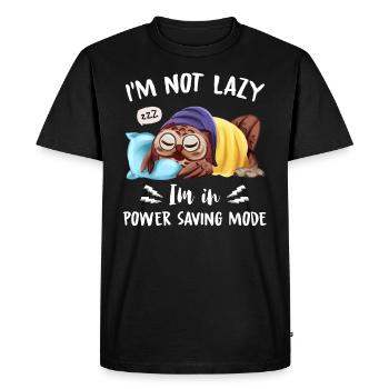 Sleep tired in the Not Lazy In Power Saving Fashion - Men's Premium Organic T-Shirt - black - Front - Nico (187cm)