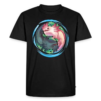 Axolotl Ying Yang - T-shirt Premium bio Homme - noir - Devant - Nico (187cm)